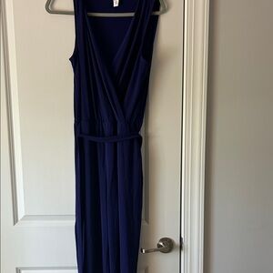 Sleeveless Wrap-Front purple jumpsuit